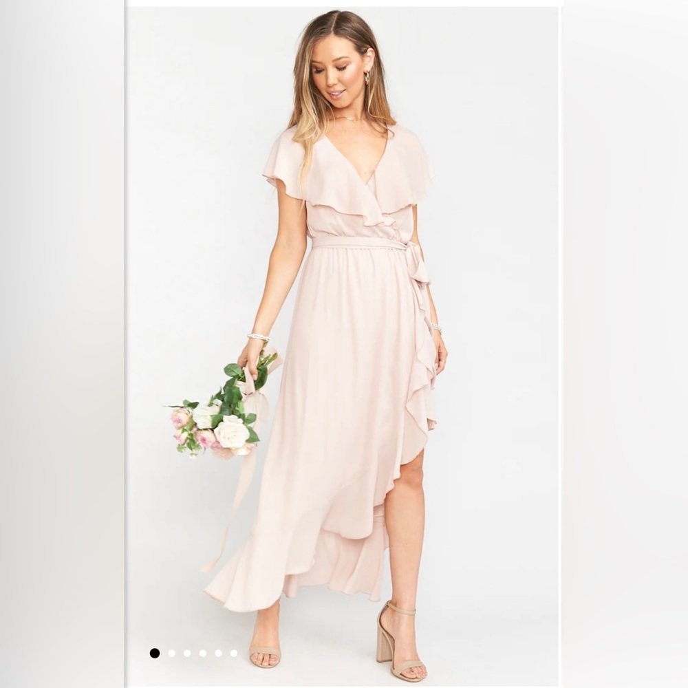 Show Me Your MuMu - Jess Ruffle Bridesmaid Dress - Dusty Blush Crisp - SMALL